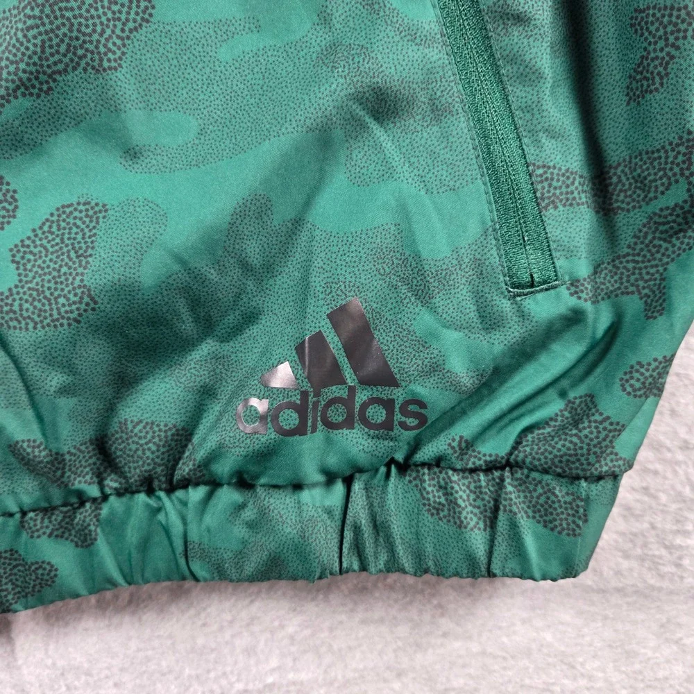 Adidas Windbreaker Jacket Mens Size M Green Camo Full Zip Mesh Lined Excellent